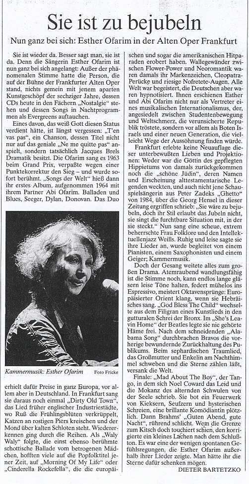 Esther Ofarim - FAZ - Concert in Frankfurt 2003